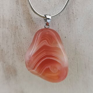 Aprikosenachat natur Trommelstein  mit Stift&ouml;se aus 92,5er Silber