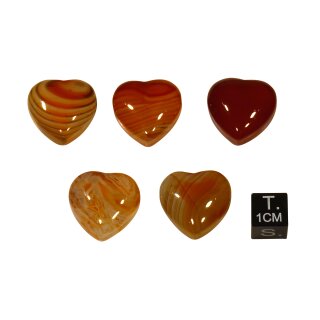 Achat beh. rot-geb&auml;ndert Herz gebohrt ca. 20mm VE5St.