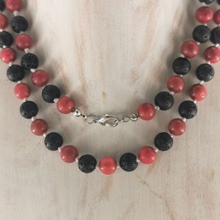 Lava schwarz-Schaumkoralle-Mix Kette Kugel ca. 0,8 / 45cm