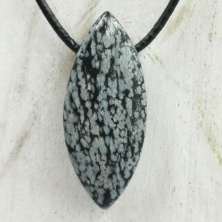 Schneeflockenobsidian Anh&auml;nger Navette VE3St.