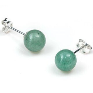 Aventurin gr&uuml;n Ohrstecker Kugel ca. 0,8cm, 92,5er Silber VE6St.