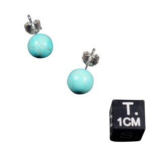 T&uuml;rkis rek. Ohrstecker Kugel ca. 0,8cm, 92,5er Silber VE6St.