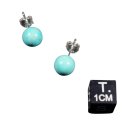 T&uuml;rkis rek. Ohrstecker Kugel ca. 0,8cm, 92,5er...