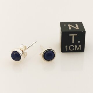 Lapislazuli Ohrstecker Halbkugel ca. 0,4cm, 92,5er Silber VE2St.