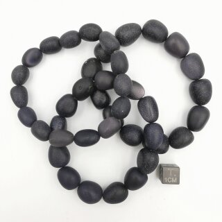 Blaufluss synth. matt Armband Nugget AB Qualit&auml;t ca. 1,5x1,2 / 19cm