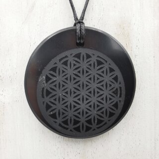 Shungit Anh&auml;nger Blume des Lebens &Oslash; ca. 44mm