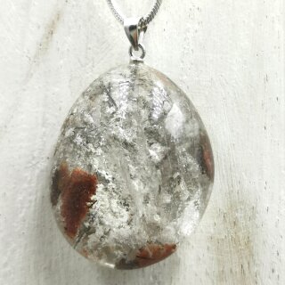 Lodolith Trommelstein mit Stift&ouml;se aus 92,5er Silber