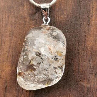 Topaz Trommelstein mit Stift&ouml;se aus 92,5er Silber