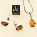 Bernstein cognacfarben Anh&auml;nger Tropfen in Sterlingsilber gefasst VE 3 St