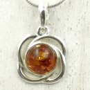 Bernstein cognacfarben Anh&auml;nger Blume flach in...