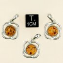 Bernstein cognacfarben Anh&auml;nger Blume flach in...