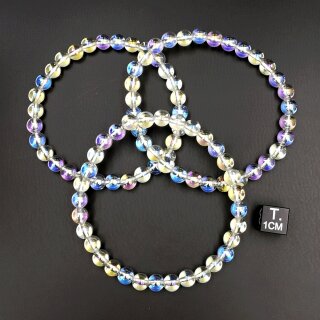 Bergkristall beh. wei&szlig; Armband Kugel ca. 0,6 / 19cm