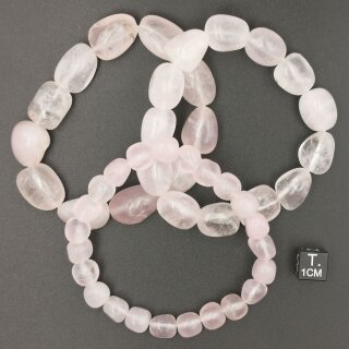 Rosenquarz Armband Nugget ca. 0,7x0,9 bis 1,0x1,5 / 19cm AB-Qualit&auml;t