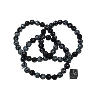 Schneeflockenobsidian Armband Kugel ca. 0,8 / 19cm
